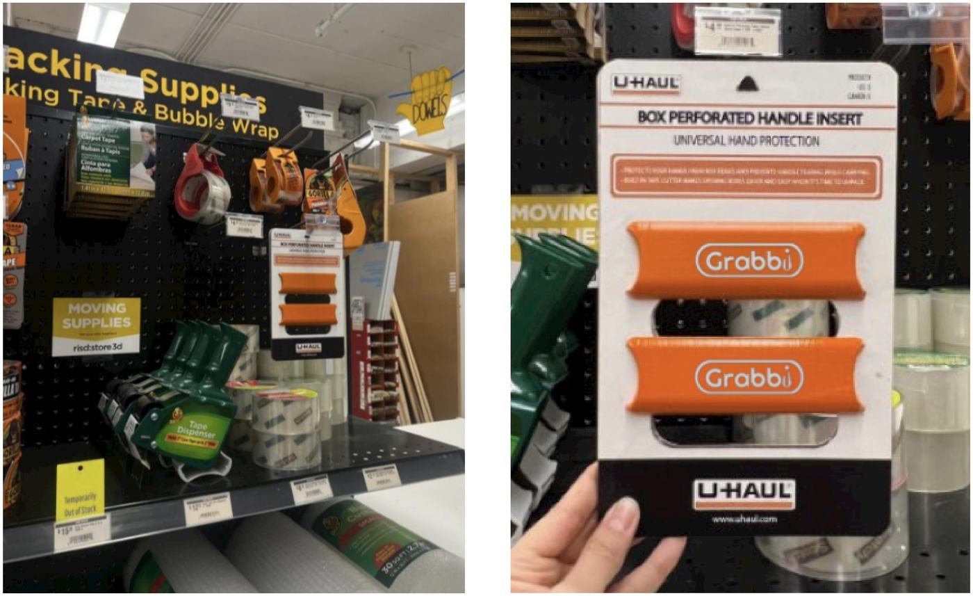 Grabbi on shelf at a U-Haul store