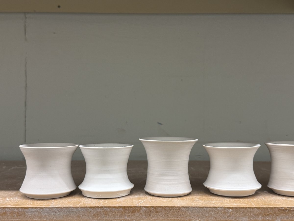 Row of hourglass cups