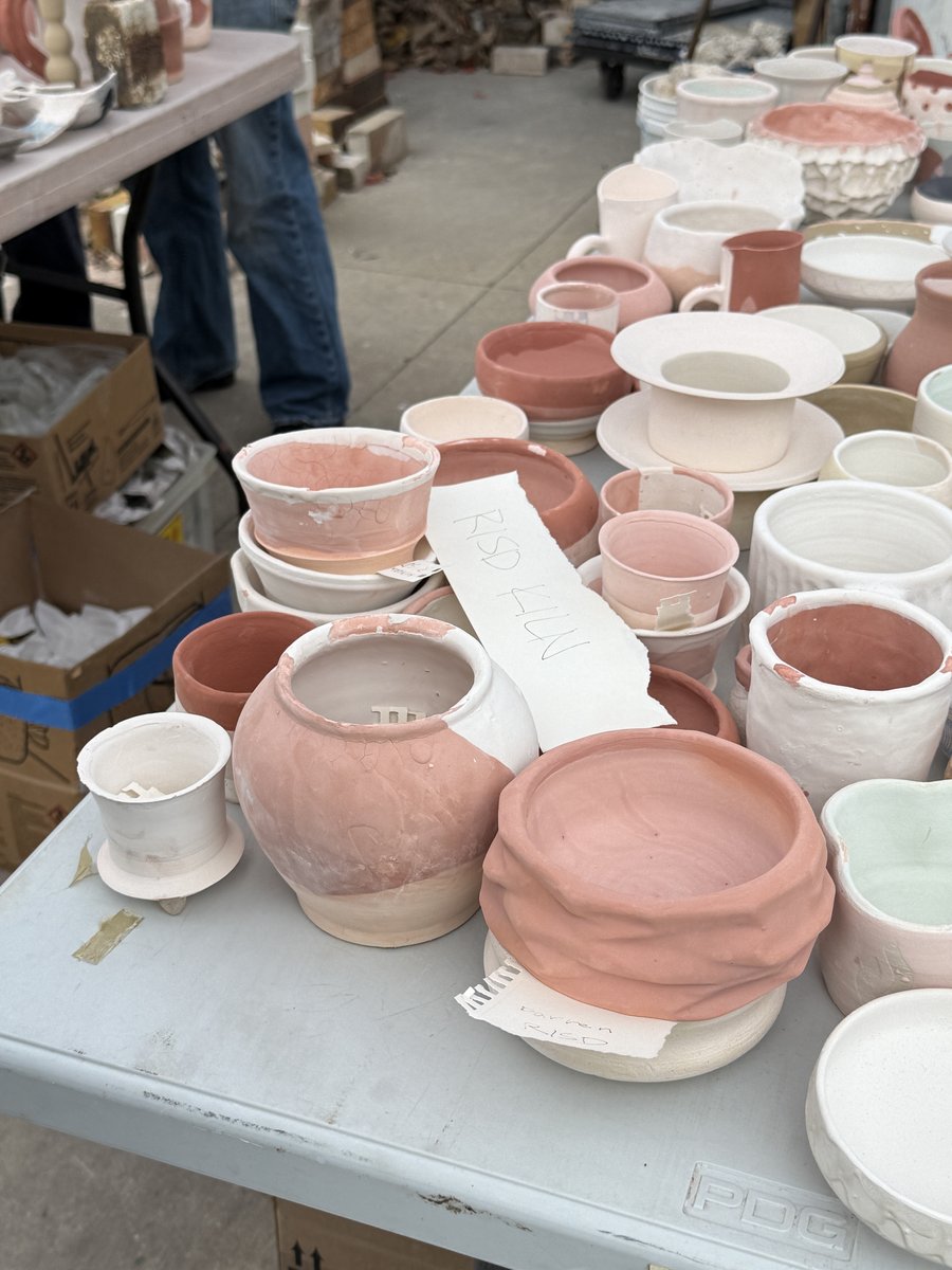 Fired pots unloaded from the RISD kiln